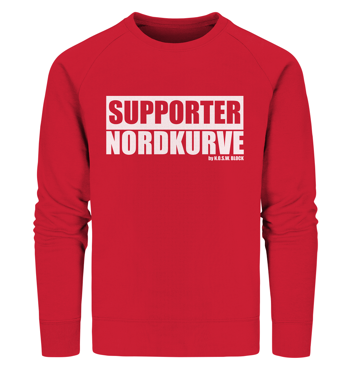 N.O.S.W. BLOCK Fanblock Sweater "SUPPORTER NORDKURVE" Männer Organic Sweatshirt rot