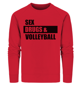 N.O.S.W. BLOCK Fanblock Sweater "SEX, DRUGS & VOLLEYBALL" Männer Organic Sweatshirt rot