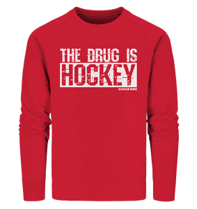 N.O.S.W. BLOCK Fanblock Sweater "THE DRUG IS HOCKEY" Männer Organic Sweatshirt rot