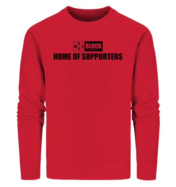 N.O.S.W. BLOCK Hoodie "HOME OF SUPPORTERS" Männer Organic Sweatshirt rot