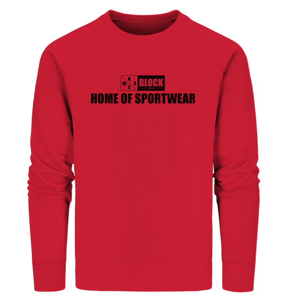 N.O.S.W. BLOCK Sweater "HOME OF SPORTWEAR" Männer Organic Sweatshirt rot