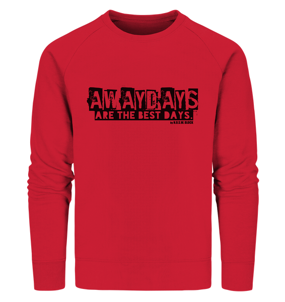 N.O.S.W. BLOCK Fanblock Sweater "AWAYDAYS ARE THE BEST DAYS." Männer Organic Sweatshirt rot