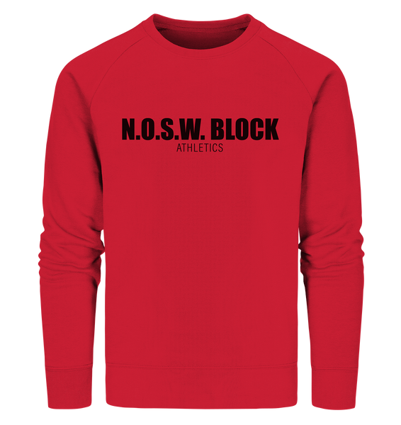 N.O.S.W. BLOCK Sweater "N.O.S.W. BLOCK ATHLETICS" Männer Organic Sweatshirt rot