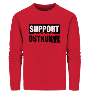 N.O.S.W. BLOCK Fanblock Sweater "SUPPORT FUCKING OSTKURVE" Männer Organic Sweatshirt red