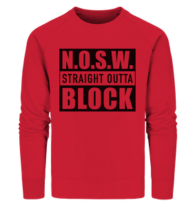 N.O.S.W. BLOCK Sweater "STRAIGHT OUTTA" Männer Organic Sweatshirt rot