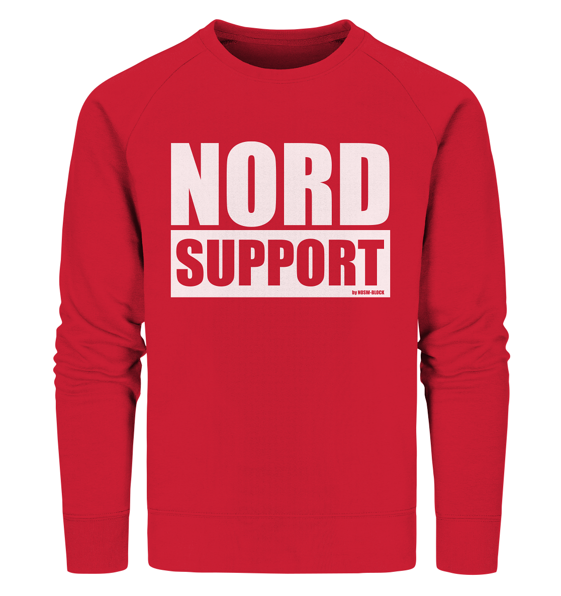 N.O.S.W. BLOCK Fanblock Sweater "NORD SUPPORT" Männer Organic Sweatshirt rot