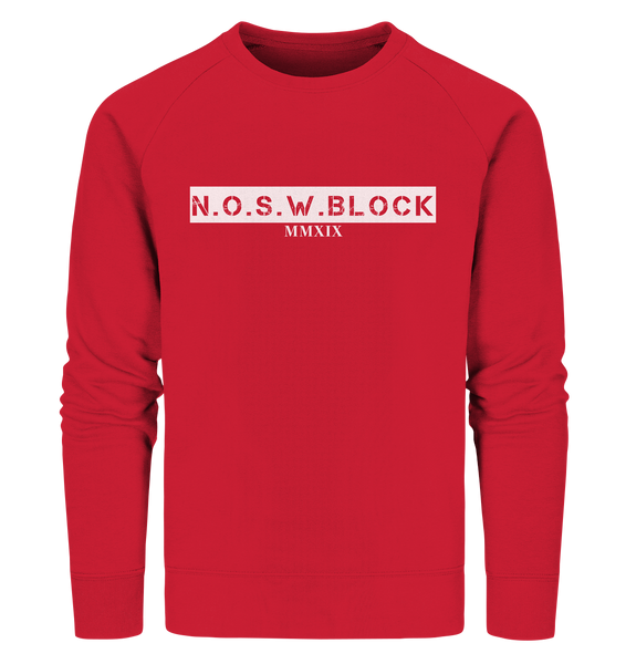 N.O.S.W. BLOCK Sweater "MMXIX" Männer Organic Sweatshirt rot