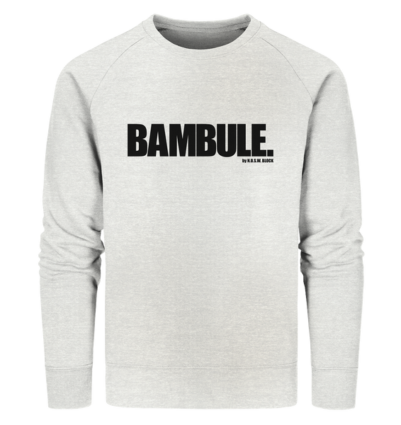 N.O.S.W. BLOCk Fanblock Sweater "BAMBULE." Organic Sweatshirt creme heather grau