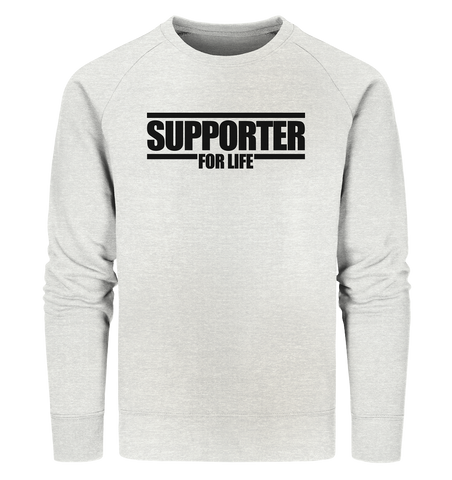 SUPPORTER Sweater "SUPPORTER FOR LIFE" Männer Organic Sweatshirt creme heather grau