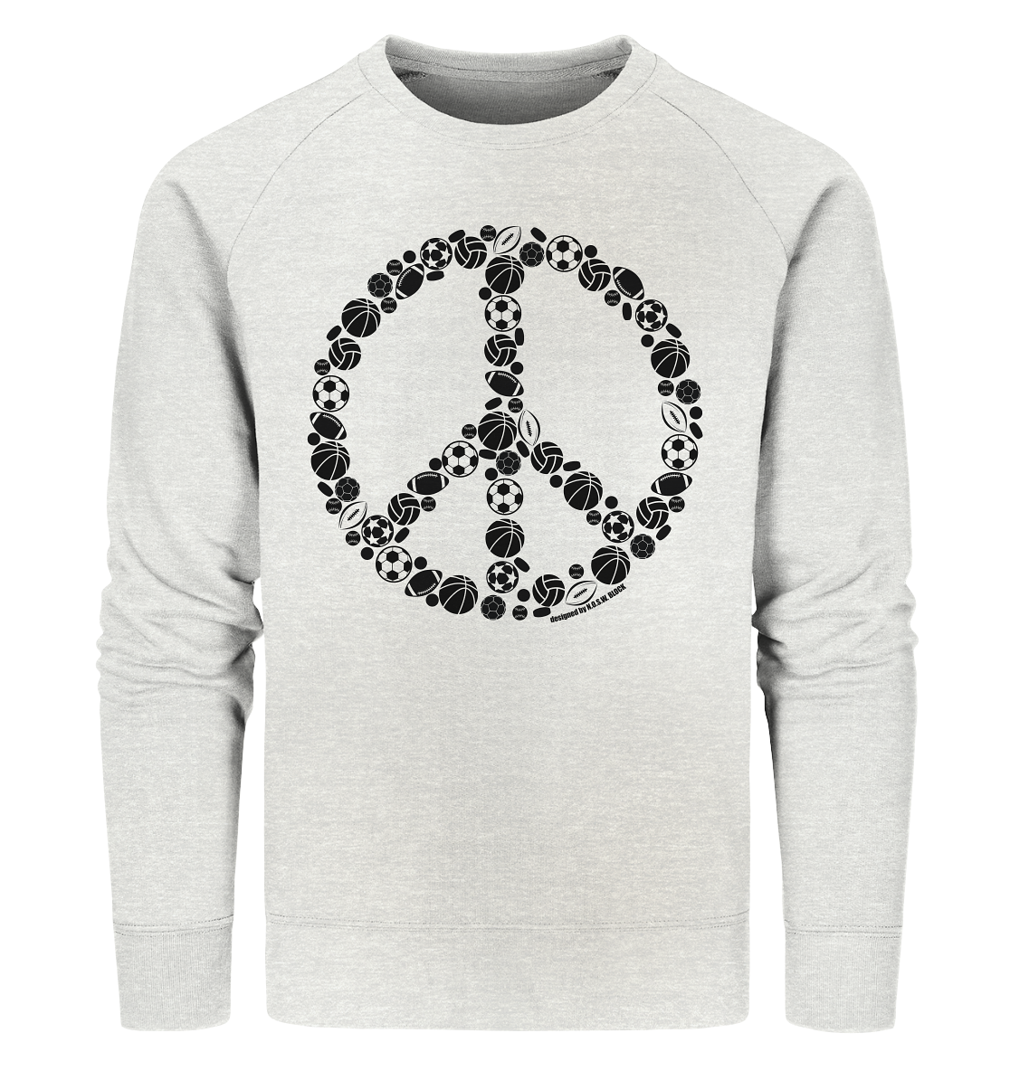 N.O.S.W. BLOCK Sweater "SPORTS FOR PEACE" Männer Organic Sweatshirt creme heather grau