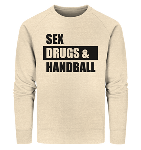 N.O.S.W. BLOCK Fanblock Sweater "SEX, DRUGS & HANDBALL" Männer Organic Sweatshirt natural raw