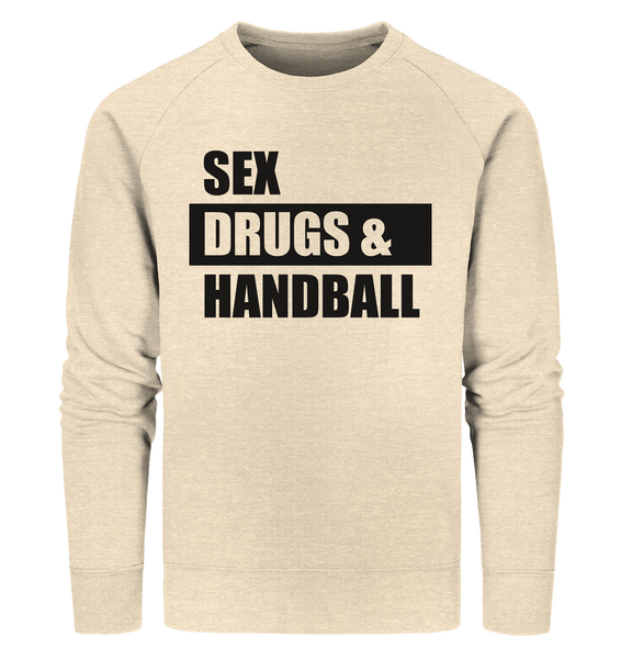 N.O.S.W. BLOCK Fanblock Sweater "SEX, DRUGS & HANDBALL" Männer Organic Sweatshirt natural raw