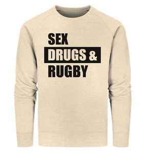 N.O.S.W. BLOCK Fanblock Sweater "SEX, DRUGS & RUGBY" Männer Organic Sweatshirt natural raw