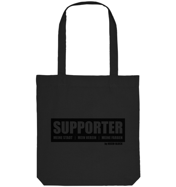 N.O.S.W. BLOCK SUPPORTER Tote-Bag "MEINE STADT | MEIN VEREIN | MEINE FARBEN" Organic Baumwolltasche schwarz