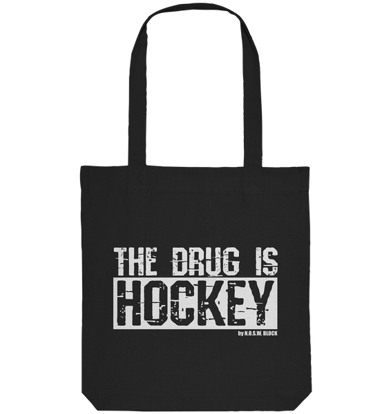 N.O.S.W. BLOCK Fanblock Tote-Bag "THE DRUG IS HOCKEY" Organic Baumwolltasche schwarz