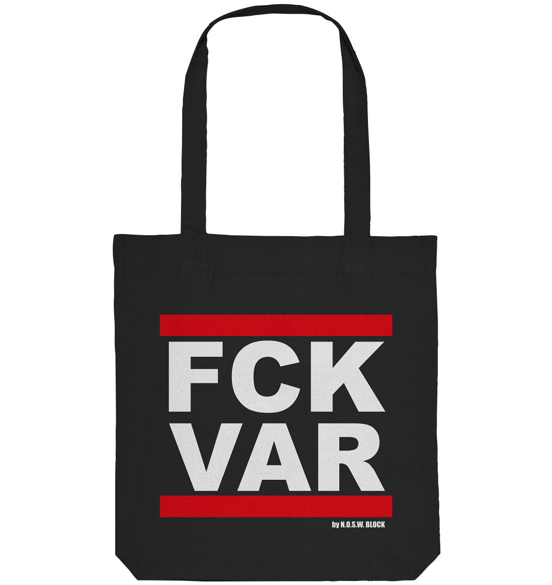 N.O.S.W. BLOCK Fanblock Tote-Bag "FCK VAR" Organic Baumwolltasche schwarz