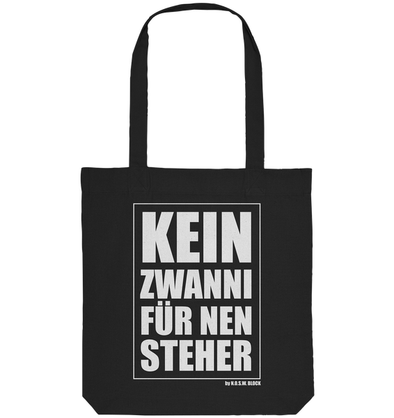 N.O.S.W. BLOCK Fanblock Tote-Bag "KEIN ZWANNI FÜR NEN STEHER" Organic Baumwolltasche schwarz