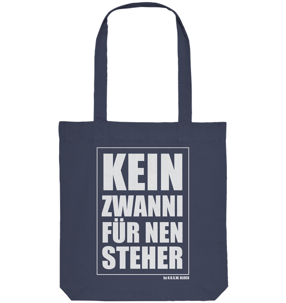 N.O.S.W. BLOCK Fanblock Tote-Bag "KEIN ZWANNI FÜR NEN STEHER" Organic Baumwolltasche dunkelblau