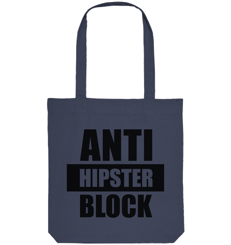 N.O.S.W. BLOCK Fanblock Tote-Bag "ANTI HIPSTER BLOCK" Organic Baumwolltasche midnight blue