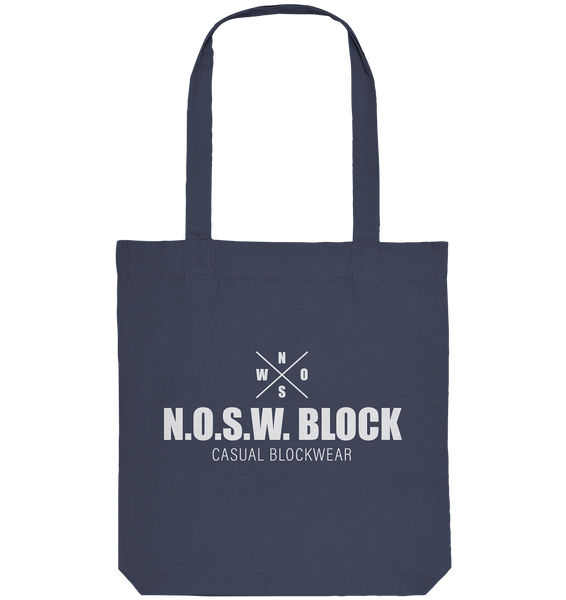 N.O.S.W. BLOCK Tote-Bag "CASUAL BLOCKWEAR" Organic Baumwolltasche midnight blue