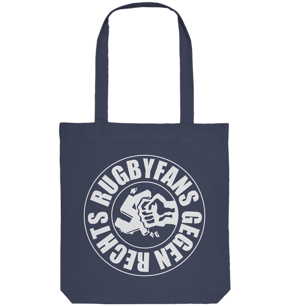 N.O.S.W. BLOCK Gegen Rechts Tote-Bag "RUGBYFANS GEGEN RECHTS" Organic Baumwolltasche midnight blue