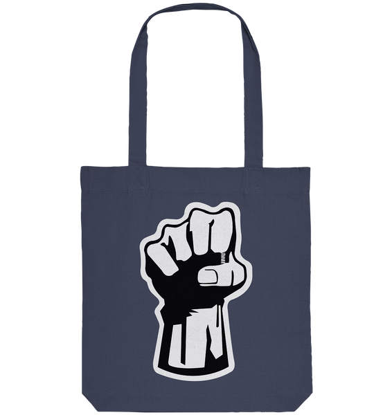 N.O.S.W. BLOCK Gegen Rechts Tote-Bag "NO BLOCK FOR RACISM" Organic Baumwolltasche midnight blue