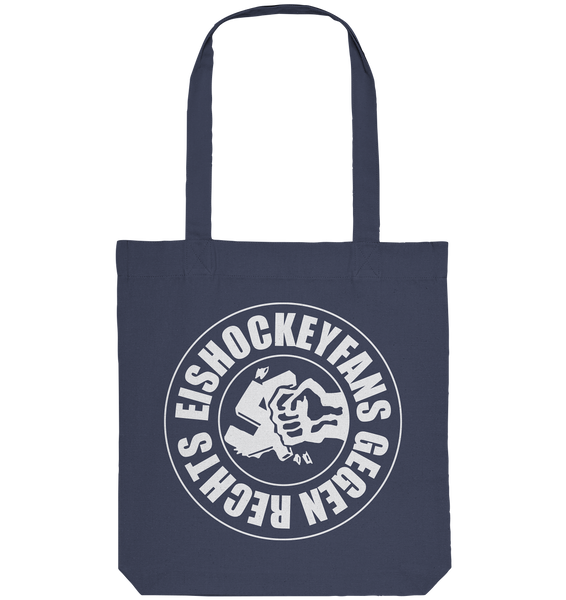 N.O.S.W. BLOCK Gegen Rechts Tote-Bag "EISHOCKEYFANS GEGEN RECHTS" Organic Baumwolltasche midnight blue