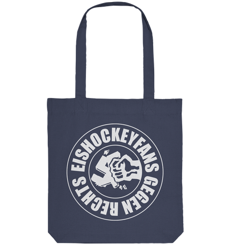 N.O.S.W. BLOCK Gegen Rechts Tote-Bag "EISHOCKEYFANS GEGEN RECHTS" Organic Baumwolltasche midnight blue