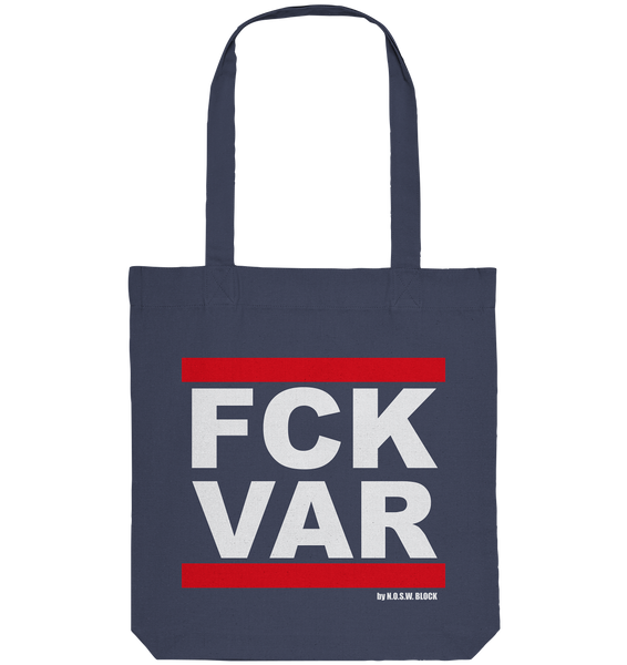 N.O.S.W. BLOCK Fanblock Tote-Bag "FCK VAR" Organic Baumwolltasche blau