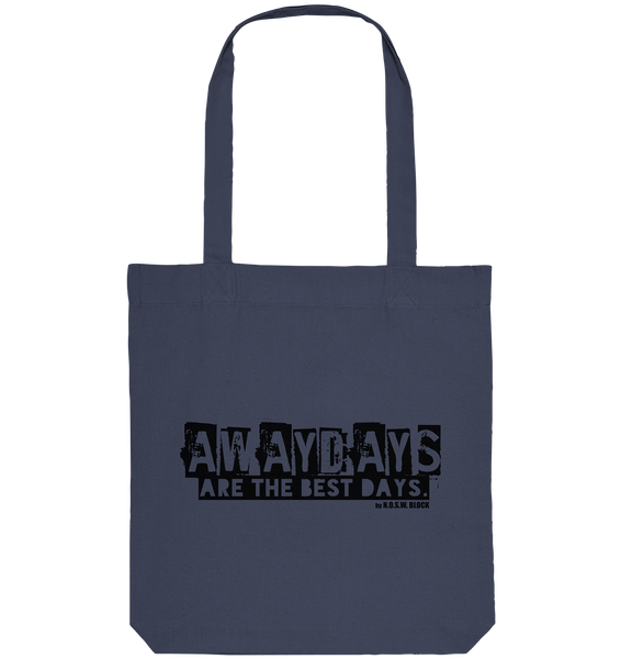 N.O.S.W. BLOCK Fanblock Tote-Bag "AWAYDAYS ARE THE BEST DAYS." Organic Baumwolltasche midnight blue