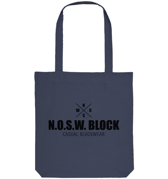 N.O.S.W. BLOCK Tote-Bag "CREW NULL04" beidseitig bedruckte Organic Baumwolltasche midnight blue