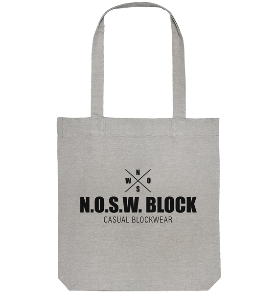 N.O.S.W. BLOCK Tote-Bag "CREW NULL04" beidseitig bedruckte Organic Baumwolltasche heather grau