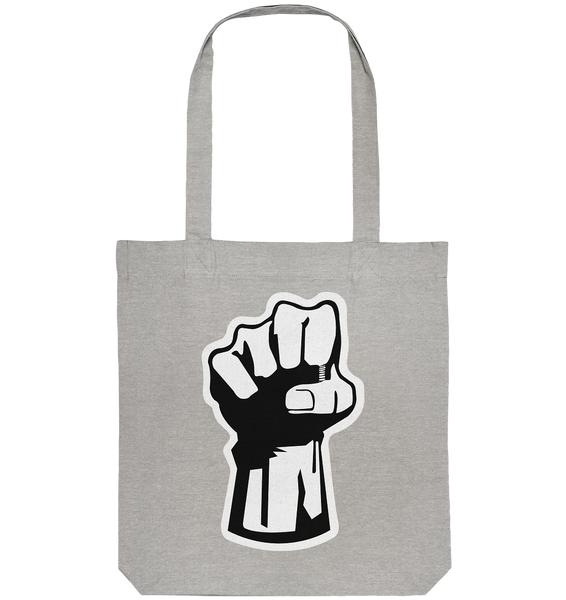 N.O.S.W. BLOCK Gegen Rechts Tote-Bag "NO BLOCK FOR RACISM" Organic Baumwolltasche heather grau