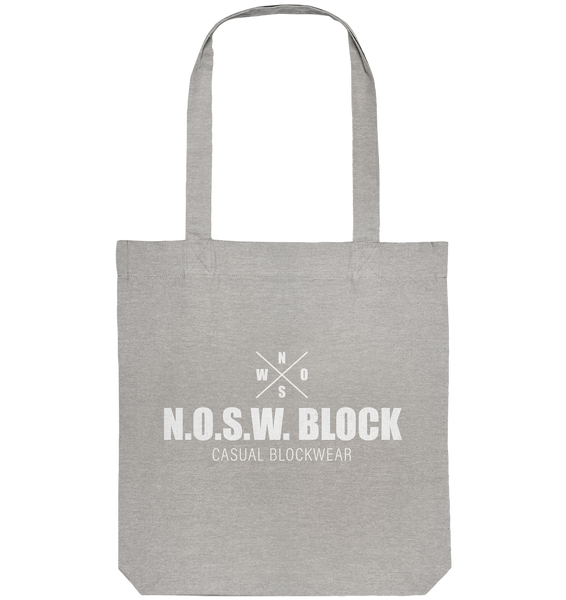 N.O.S.W. BLOCK Tote-Bag "CASUAL BLOCKWEAR" Organic Baumwolltasche heather grau