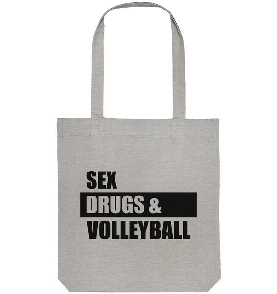 N.O.S.W. BLOCK Fanblock Tote-Bag "SEX, DRUGS & VOLLEYBALL" Organic Baumwolltasche heather grau