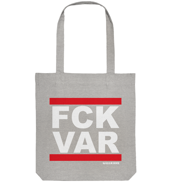 N.O.S.W. BLOCK Fanblock Tote-Bag "FCK VAR" Organic Baumwolltasche heather grau