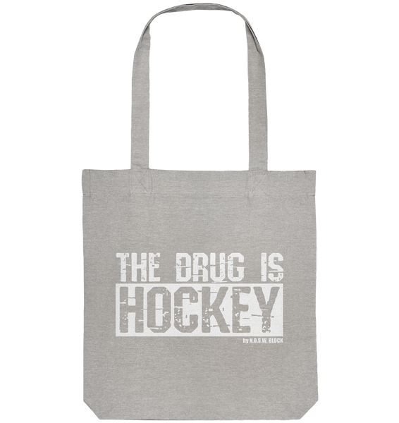 N.O.S.W. BLOCK Fanblock Tote-Bag "THE DRUG IS HOCKEY" Organic Baumwolltasche heather grau