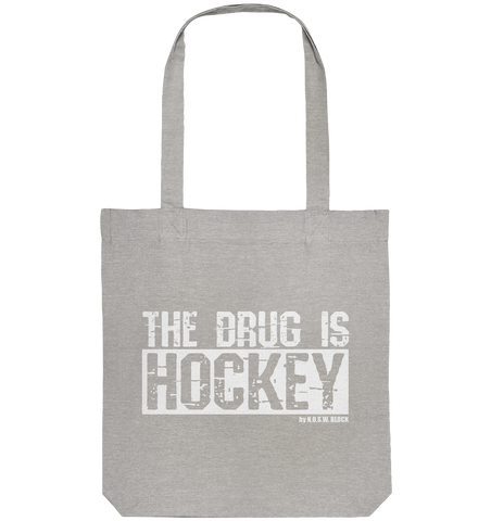 N.O.S.W. BLOCK Fanblock Tote-Bag "THE DRUG IS HOCKEY" Organic Baumwolltasche heather grau