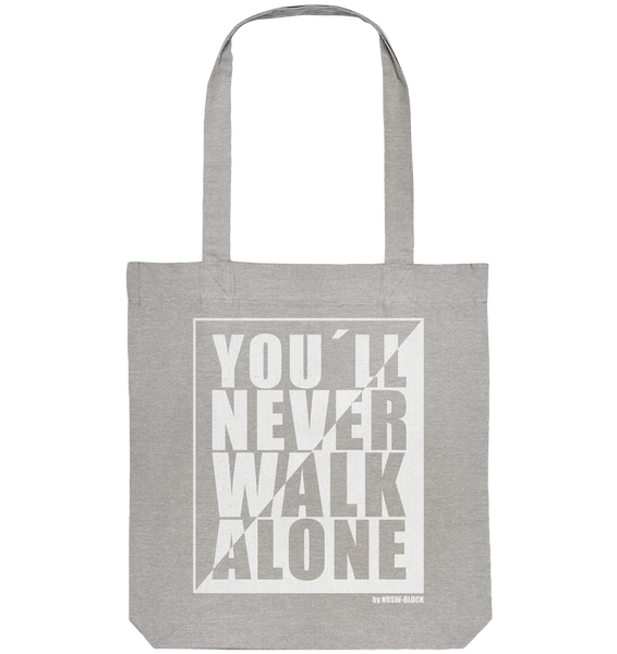 N.O.S.W. BLOCK Fanblock Tote-Bag "YOU´LL NEVER WALK ALONE" Organic Baumwolltasche heather grau