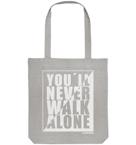 N.O.S.W. BLOCK Fanblock Tote-Bag "YOU´LL NEVER WALK ALONE" Organic Baumwolltasche heather grau