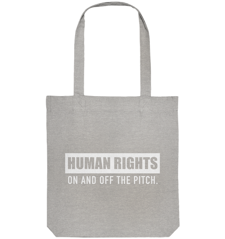 N.O.S.W. BLOCK Fanblock Tote-Bag "HUMAN RIGHTS ON AND OFF THE PITCH" Organic Baumwolltasche heather grau