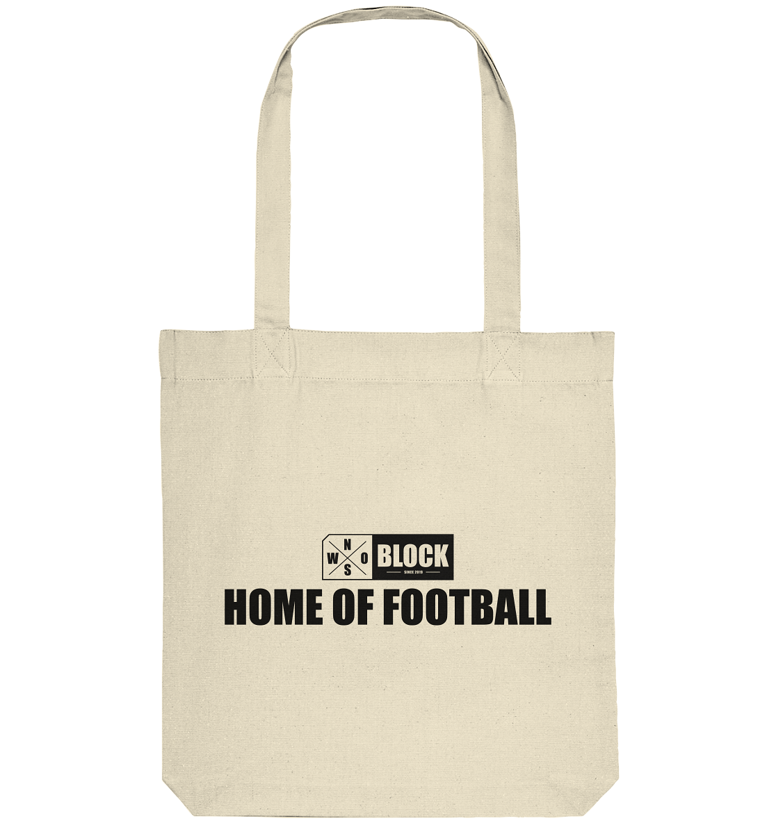 N.O.S.W. BLOCK Organic Tote-Bag "HOME OF FOOTBALL" Baumwolltasche natural