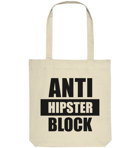 N.O.S.W. BLOCK Fanblock Tote-Bag "ANTI HIPSTER BLOCK" Organic Baumwolltasche natural