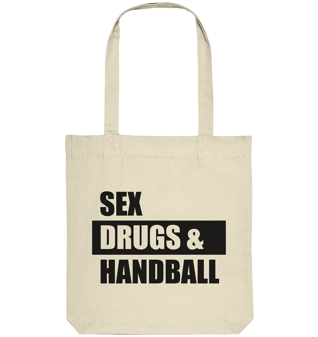 N.O.S.W. BLOCK Fanblock Tote-Bag "SEX, DRUGS & HANDBALL" Organic Baumwolltasche natural