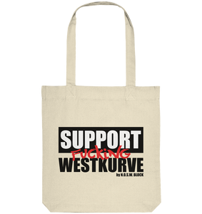 N.O.S.W. BLOCK Fanblock Tote-Bag "SUPPORT FUCKING WESTKURVE" Organic Baumwolltasche natural