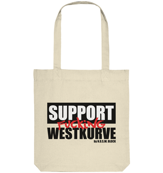 N.O.S.W. BLOCK Fanblock Tote-Bag "SUPPORT FUCKING WESTKURVE" Organic Baumwolltasche natural