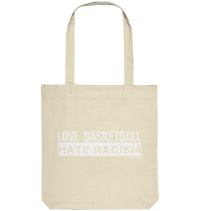 N.O.S.W. BLOCK Gegen Rechts Tote-Bag "LOVE BASKETBALL HATE RACISM" Organic Baumwolltasche natural