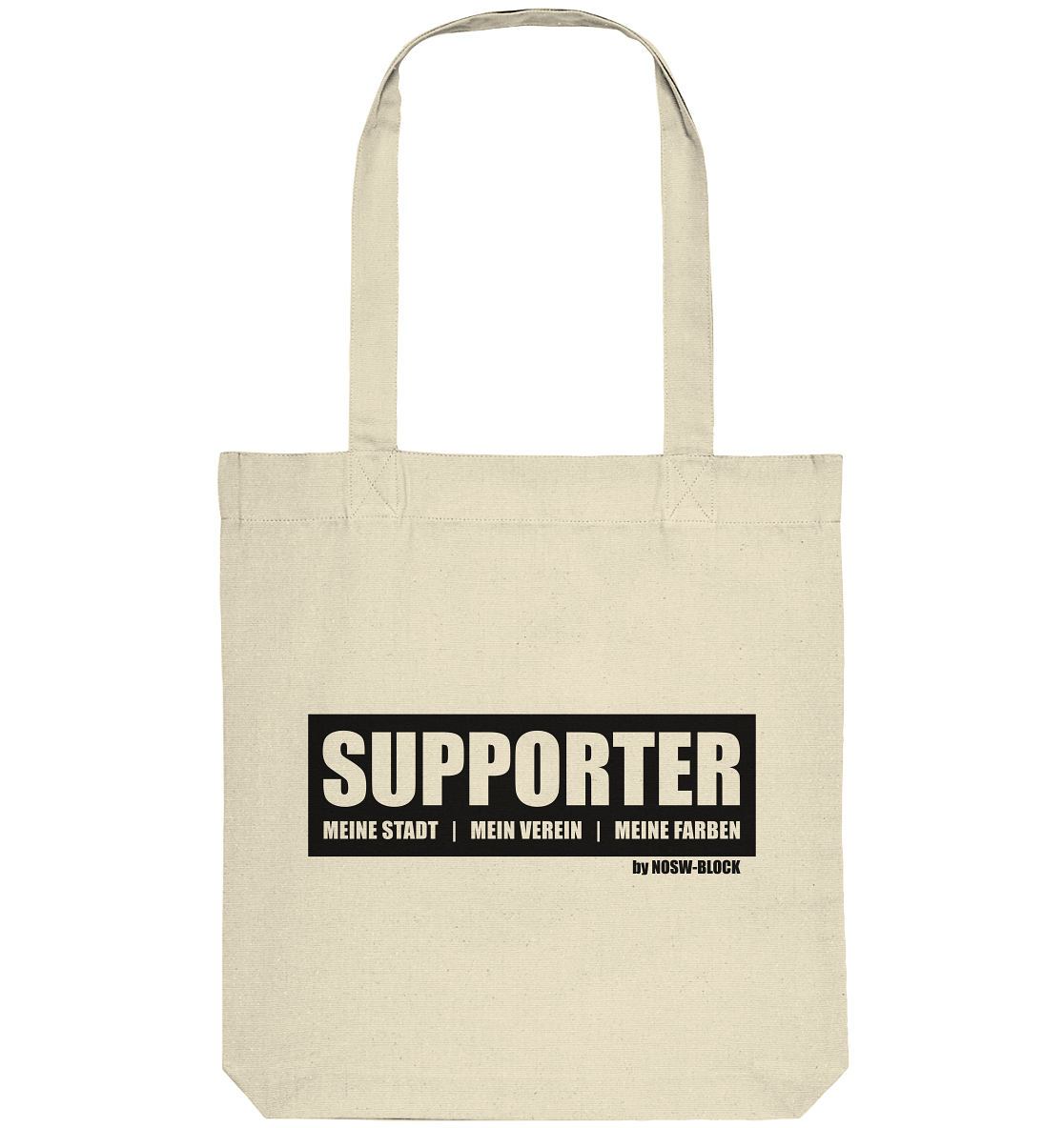 N.O.S.W. BLOCK SUPPORTER Tote-Bag "MEINE STADT | MEIN VEREIN | MEINE FARBEN" Organic Baumwolltasche natural