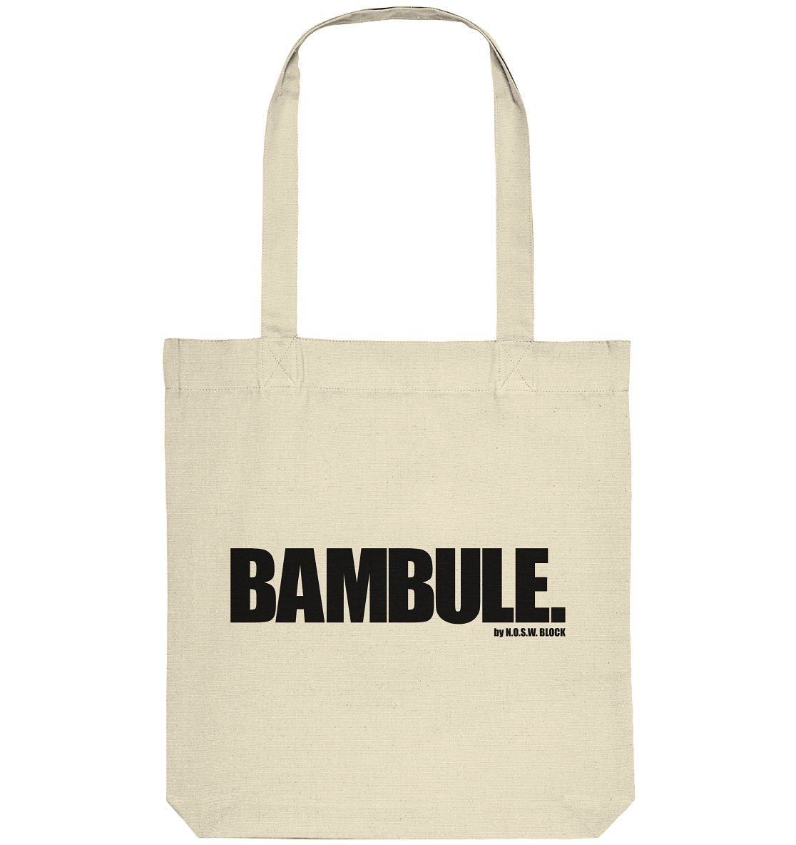 N.O.S.W. BLOCK Fanblock Tote-Bag "BAMBULE." Organic Baumwolltasche natural raw