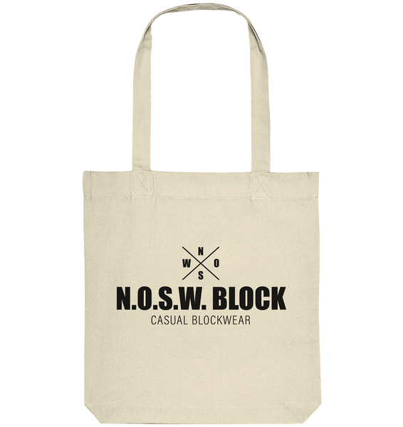 N.O.S.W. BLOCK Tote-Bag "CREW NULL04" beidseitig bedruckte Organic Baumwolltasche natural